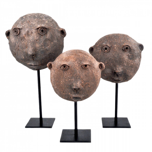 Terracotta Masks Set of 3 (92|1200-0726)