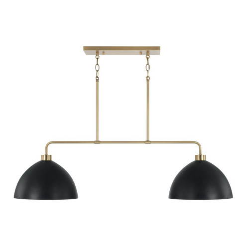 2-Light Linear Chandelier in Aged Brass and Black (42|852021AB)