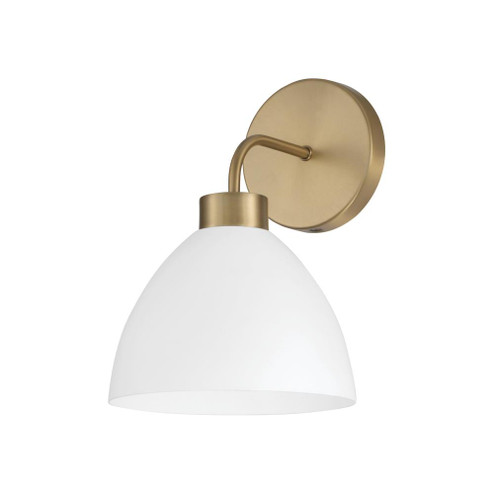 1-Light Sconce in Aged Brass and White (42|652011AW)