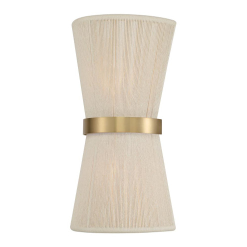 2-Light Sconce in Hand wrapped Bleached Natural Rope String and Hand-Distressed Patinaed Brass (42|641221NP)