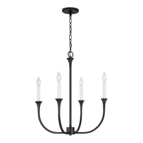 4-Light Chandelier in Black Iron with Interchangeable White or Black Iron Candle Sleeves (42|452341BI)