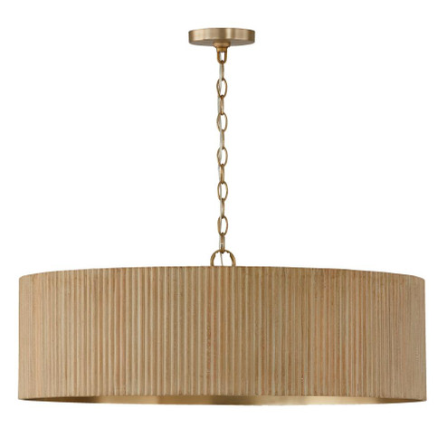 4-Light Chandelier in Matte Brass and Handcrafted Mango Wood in White Wash (42|450741WS)