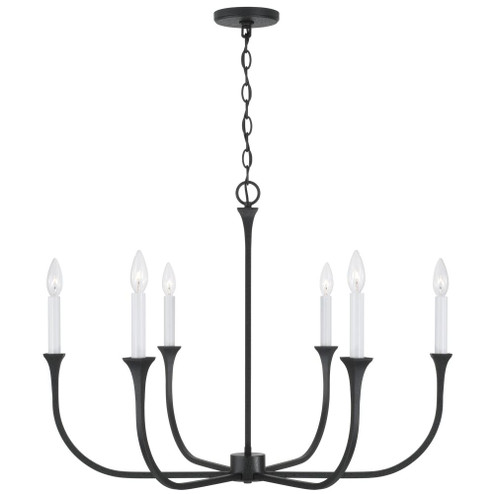6-Light Chandelier in Black Iron with Interchangeable White or Black Iron Candle Sleeves (42|452361BI)