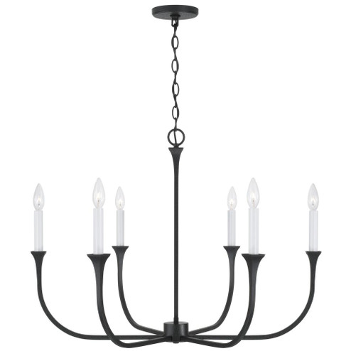 6-Light Chandelier in Black Iron with Interchangeable White or Black Iron Candle Sleeves (42|452361BI)