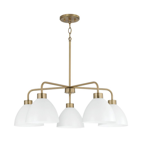 5-Light Chandelier in Aged Brass and White (42|452051AW)