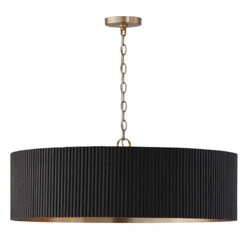 4-Light Chandelier in Matte Brass and Handcrafted Mango Wood in Black Stain (42|450741KR)