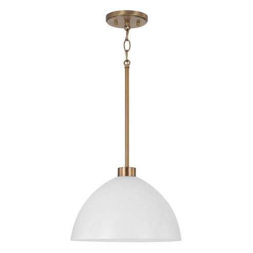 1-Light Pendant in Aged Brass and White (42|352011AW)