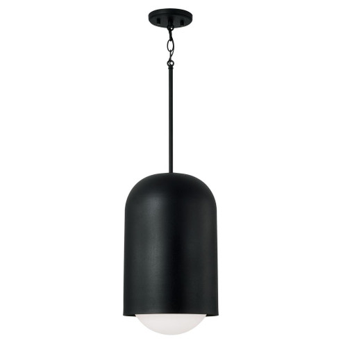 1-Light Capsule Arch Pendant in Black Iron with Soft White Glass (42|351612BI)