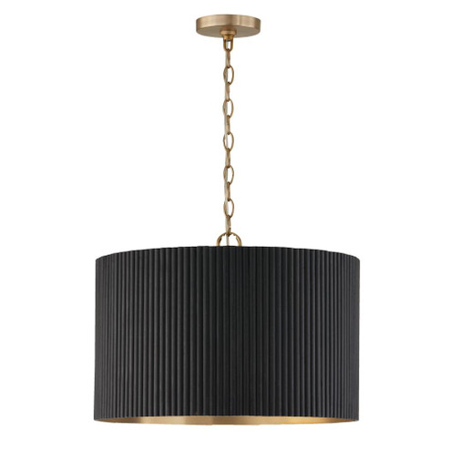 3-Light Pendant in Matte Brass and Handcrafted Mango Wood in Black Stain (42|350741KR)