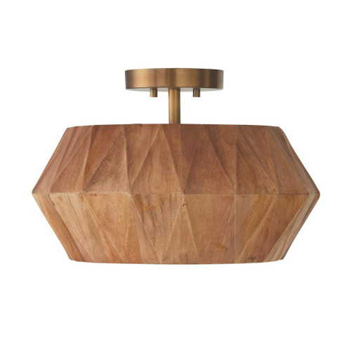 1-Light Convertible Semi-Flush Pendant in Hand-distressed Patinaed Brass and Handcrafted Mango Wood (42|251011LW)
