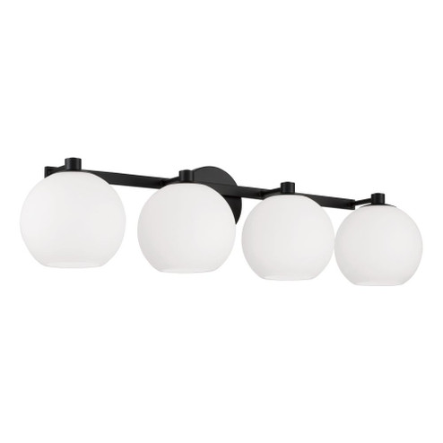 4-Light Circular Globe Vanity in Matte Black with Soft White Glass (42|152141MB-548)