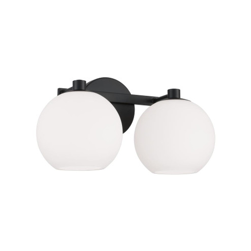 2-Light Circular Globe Vanity in Matte Black with Soft White Glass (42|152121MB-548)