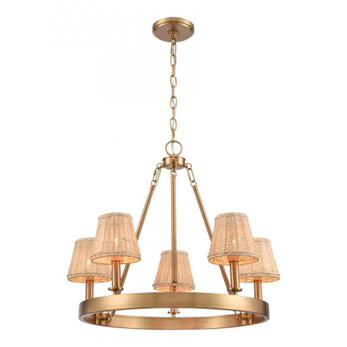 Rydell 24.5'' Wide 5-Light Chandelier - Brushed Gold and Rattan (91|EC89756/5)