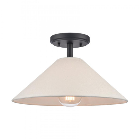 Rydell 14'' Wide 1-Light Semi Flush Mount - Matte Black and Parchment (91|EC89764/1)