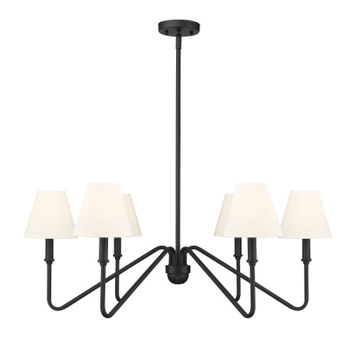 Yep by Golden Lighting Kennedy 6-light Chandelier in Natural Black and Ivory Linen shade (36|3690-6 NB-IL)