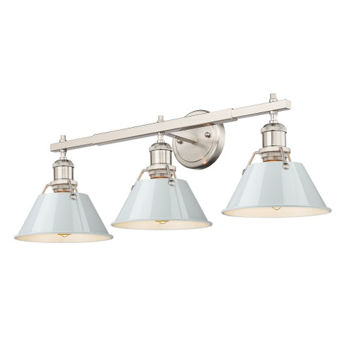 Yep by Golden Lighting Orwell 3-light Vanity in Pewter and Dusky Blue shade (36|3306-BA3 PW-DB)