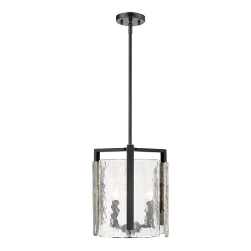 Aenon 3-Light Pendant in Matte Black with Hammered Water Glass Shade (36|3164-3P BLK-HWG)