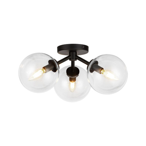 Cassia 15-in Matte Black/Clear Glass 3 Lights Semi-Flush (7713|SF549315MBCL)