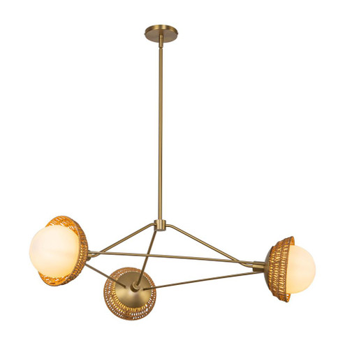 Perth 40-in Brushed Gold/Opal Glass 3 Lights Chandelier (7713|CH490340BGOP)