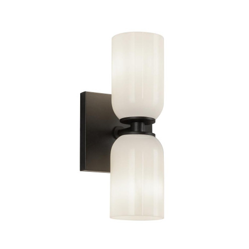 Nola 12-in Black/Glossy Opal Glass 2 Lights Wall Sconce (461|WS57712-BK/GO)