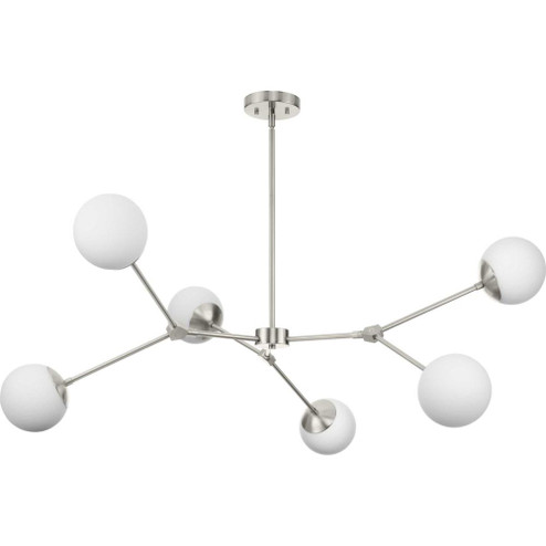 Haas Collection Six-Light Brushed Nickel Mid-Century Modern Chandelier (149|P400378-009)