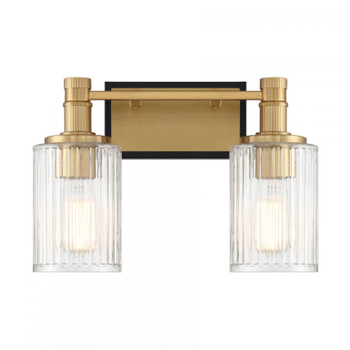 Concord 2-Light Bathroom Vanity Light in Matte Black with Warm Brass (128|8-1102-2-143)