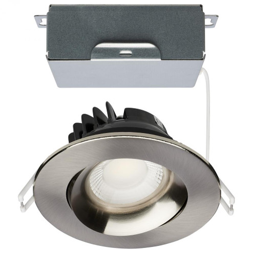 12 Watt LED Direct Wire Downlight; Gimbaled; 3.5 Inch; CCT Selectable; Round; Remote Driver; Brushed (27|S11626R1)