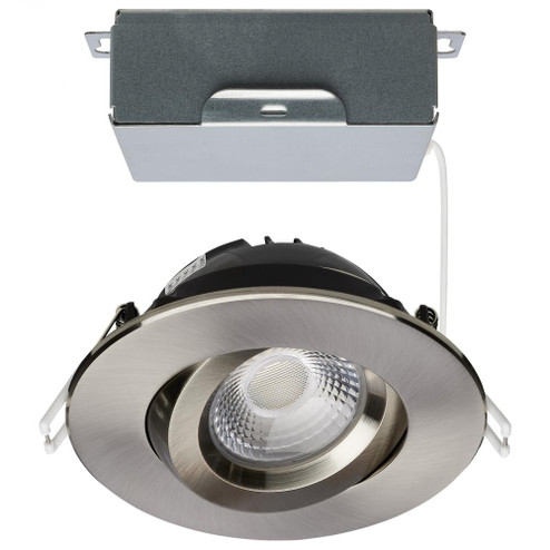 12 Watt LED Direct Wire Downlight; Gimbaled; 4 Inch; CCT Selectable; Round; Remote Driver; Brushed (27|S11620R1)