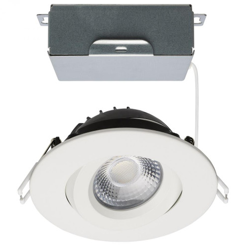 12 Watt LED Direct Wire Downlight; Gimbaled; 4 Inch; CCT Selectable; Round; Remote Driver; White (27|S11618R1)