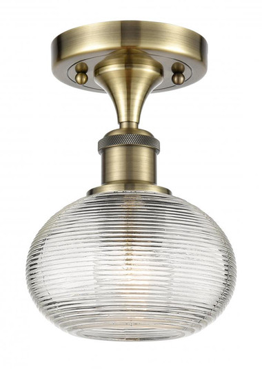 Ithaca - 1 Light - 6 inch - Antique Brass - Semi-Flush Mount (3442|516-1C-AB-G555-6CL)