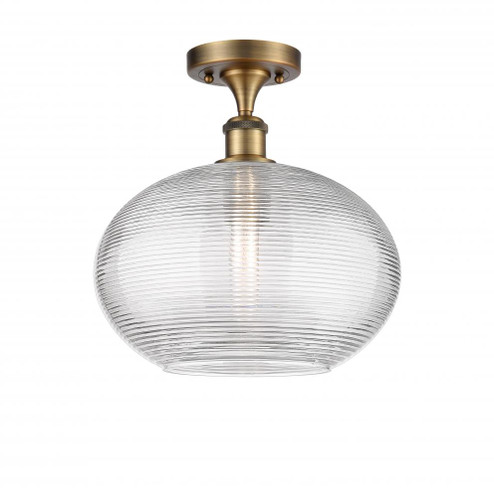 Ithaca - 1 Light - 12 inch - Brushed Brass - Semi-Flush Mount (3442|516-1C-BB-G555-12CL)