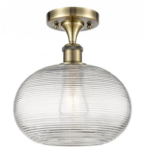 Ithaca - 1 Light - 10 inch - Antique Brass - Semi-Flush Mount (3442|516-1C-AB-G555-10CL)