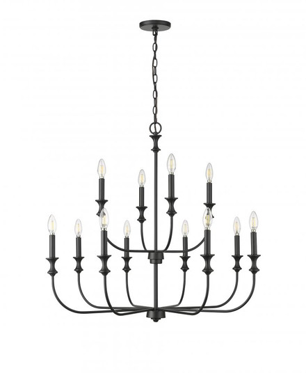 Savanne 12-Light Chandelier Ceiling Light Matte Black (670|29612-MB)
