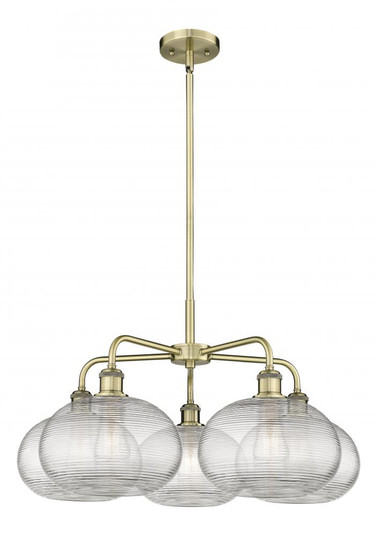 Ithaca - 5 Light - 28 inch - Antique Brass - Chandelier (3442|516-5CR-AB-G555-10CL)