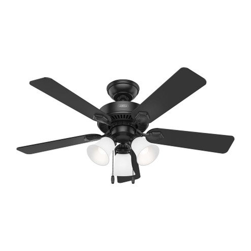 Hunter 44 inch Swanson Matte Black Ceiling Fan with LED Light Kit and Pull Chain (4797|52789)