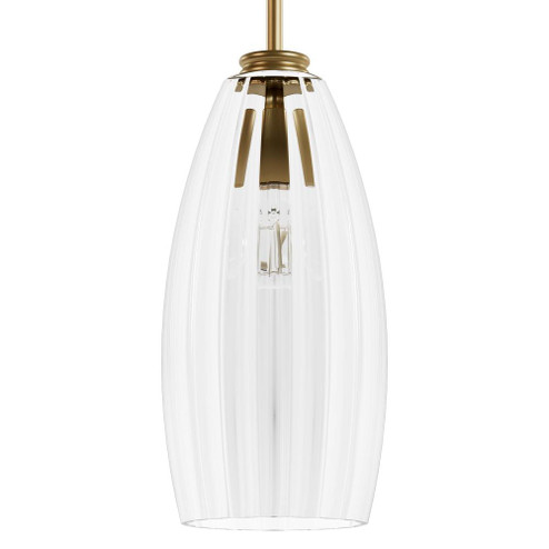 Hunter Rossmoor Luxe Gold with Clear Fluted Glass 1 Light Pendant Ceiling Light Fixture (4797|13160)