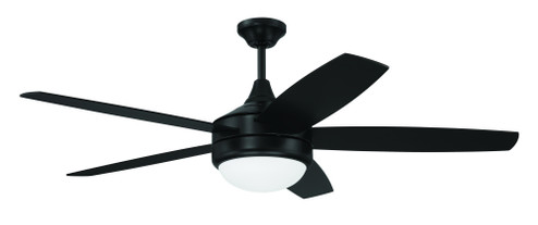 Phaze II 52'' 5-Blade Ceiling Fan in Flat Black w/ Flat Black/Greywood Blades; Integrated Light K (20|PHZ52FB5)