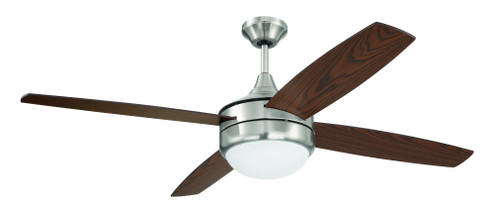 Phaze II 52'' 4-Blade Ceiling Fan in Brushed Polished Nickel w/ Walnut/Dark Oak Blades; Integrate (20|PHZ52BNK4)