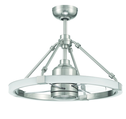 Levy 19'' 4-Blade Ceiling Fan in Brushed Polished Nickel w/ Clear Acrylic Blades; Integrated Ligh (20|LVY24BNK4)