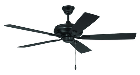 Eos 52'' 5-Blade Ceiling Fan in Flat Black w/ Flat Black/Greywood Blades; Light Kit Optional (Not (20|ECF52FB5-FBGW)