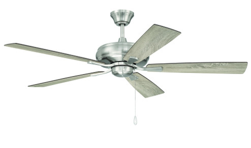 Eos 52'' 5-Blade Ceiling Fan in Brushed Polished Nickel w/ Driftwood/Walnut Blades; Light Kit Opt (20|ECF52BNK5-DWWLN)