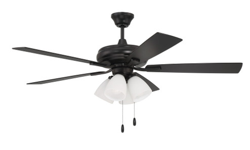 Eos 52'' 5-Blade Frost 4 Light Ceiling Fan in Flat Black w/ Flat Black/Greywood Blades; Integrate (20|ECF114FB5-FBGW)
