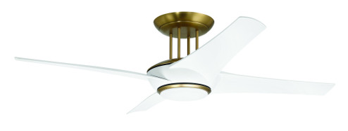 Cam 54'' 4-Blade Ceiling Fan in White/Satin Brass w/ White Blades; Light Kit Included (optional) (20|CAM54WSB4)