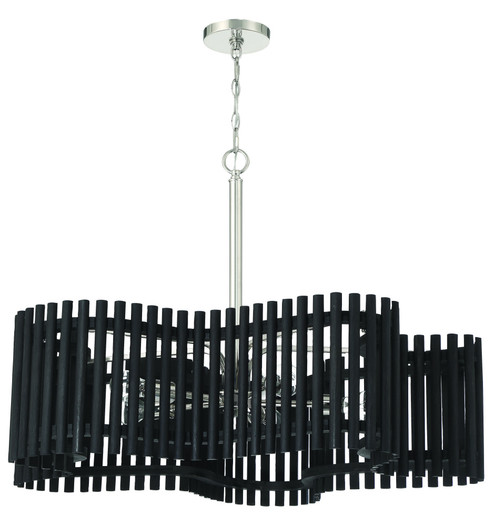 Freeform 5 Light Large Chandelier in Polished Nickel/Black Walnut (20|58426-PLNBWN)