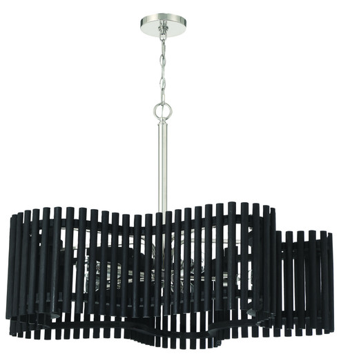 Freeform 5 Light Large Chandelier in Polished Nickel/Black Walnut (20|58426-PLNBWN)