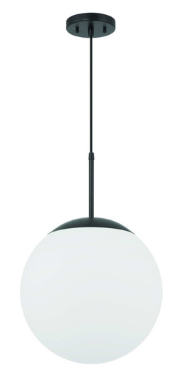 Gaze 14'' 1 Light Round Pendant in Flat Black, White Glass (20|56893-FB-WG)