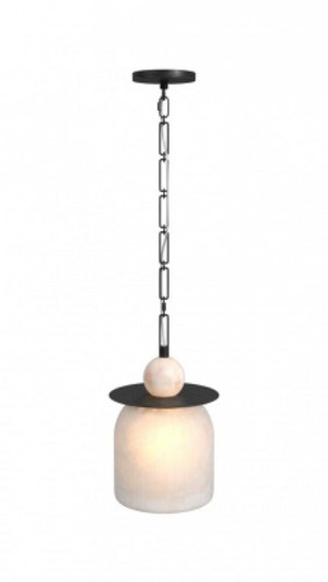 Westwood 11'' LED Pendant in Alabaster with Black Accents (4450|HF7501-BK)