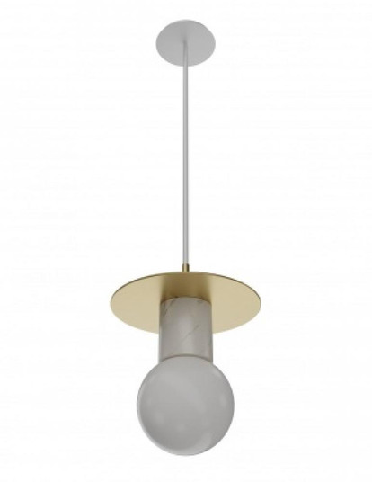 Newport  8''  Pendant in White with Brushed Brass Accent (4450|HF1951-BB-WHT)