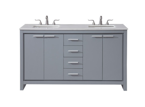 60 In. Double Bathroom Vanity Set In Grey (758|VF12860DGR)