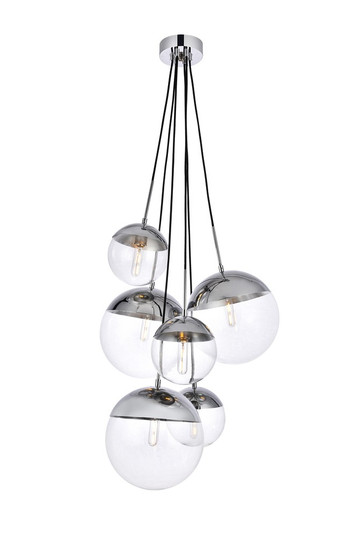 Eclipse 6 Lights Chrome Pendant With Clear Glass (758|LD6095C)